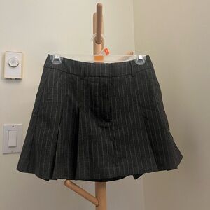 Dynamite Pinstripe Pleated Mini Skort in Dark Grey